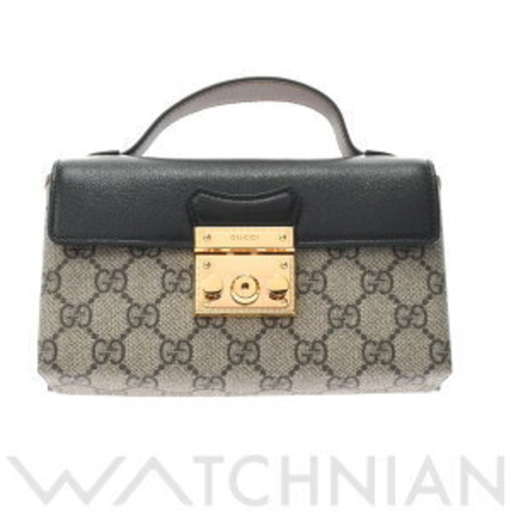 Gucci Padlock Beige Ebony Brown GG Supreme Canvas Leather Shoulder Bag